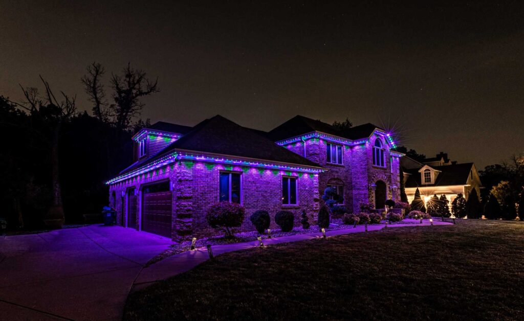Color-changing exterior lighting shown on the Dacula website